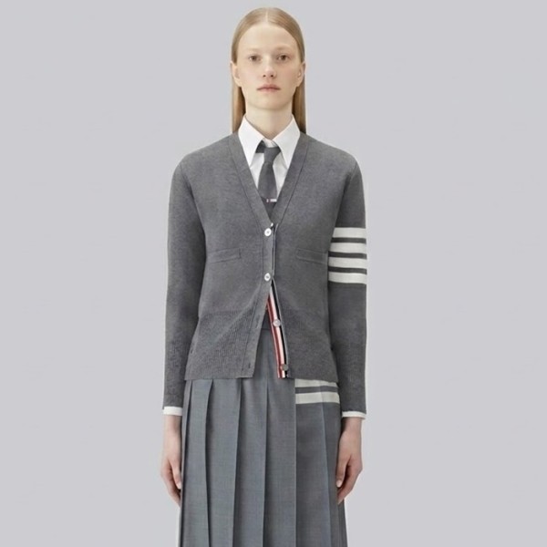 톰브라운 여성 클래식 밀라노스티치 가디건 - Thom Browne Womens Crepe Milano 4-Bar Cardigan - thc13525x