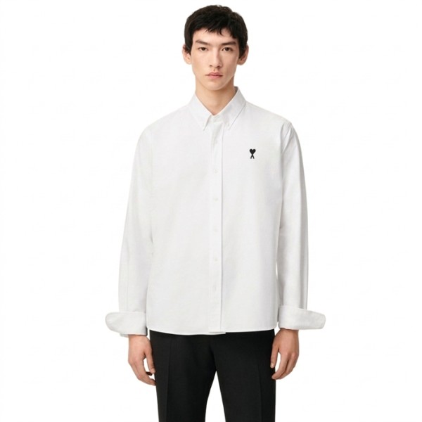 아미 남성 파리 자수 셔츠 - Ami Mens Paris Embroidered Shirt - amc13141x