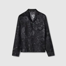 구찌 남성 프린트 실크 트윌 볼링 셔츠 -  Gucci Mens Printed Silk Twill Bowling Shirt - guc13780x