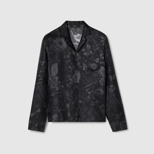 구찌 남성 프린트 실크 트윌 볼링 셔츠 -  Gucci Mens Printed Silk Twill Bowling Shirt - guc13780x