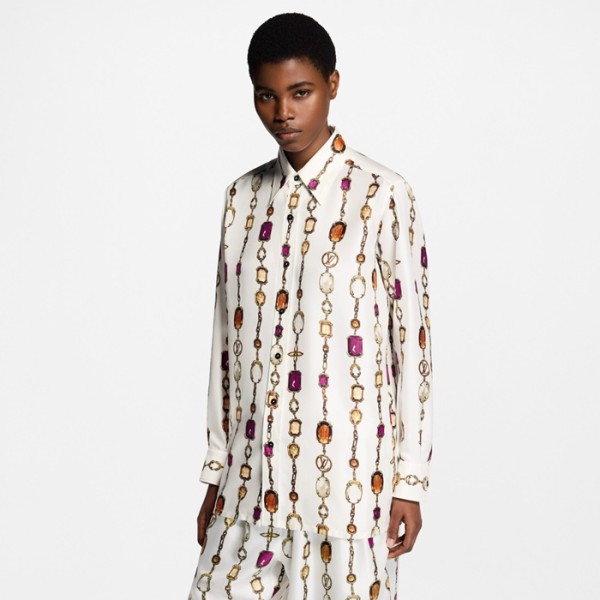 루이비통 여성 네크리스 프린트 셔츠 - Louis vuitton Womens Necklace Print Shirt - lvc7705x
