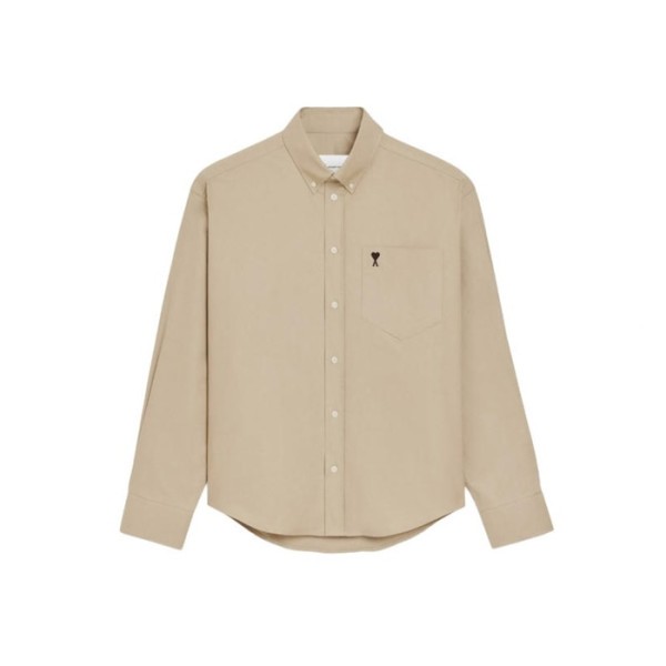아미 남성 파리 자수 셔츠 - Ami Mens Paris Embroidered Shirt - amc15396x
