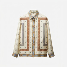 베르사체 여성 프린트 실크 트윌 셔츠 - Versace Womens Printed Silk Twill Shirt - vec14168x