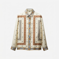 베르사체 여성 프린트 실크 트윌 셔츠 - Versace Womens Printed Silk Twill Shirt - vec14168x