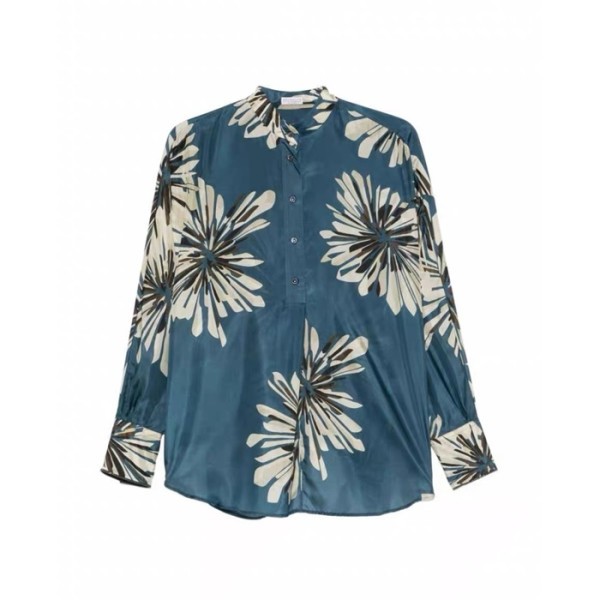 브루넬로 쿠치넬리 여성 달리아 프린트 실크 블라우스 - Brunello Cucinelli Womens Dahlia Print Silk Blouse - brc14543x