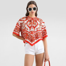 돌체앤가바나 여성 크루넥 그래픽 탑 - Dolce&Gabbana Womens Crew Neck Graphic Top - doc15881x