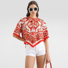 돌체앤가바나 여성 크루넥 그래픽 탑 - Dolce&Gabbana Womens Crew Neck Graphic Top - doc15881x