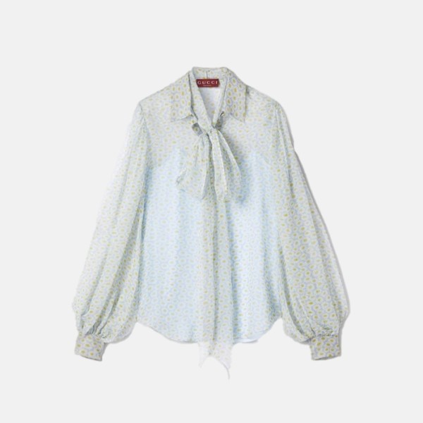 구찌 여성 플로럴 프린트 셔츠 - Gucci Womens Floral Print Chiffon Silk Shirt - guc15999x