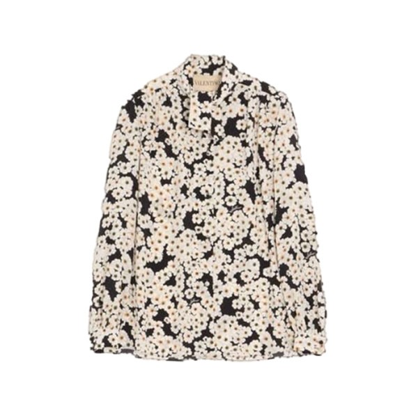발렌티노 여성 가라바니 플로럴 실크 블라우스 - Valentino Womens Garavani Floral Silk Blouse- vac15978x