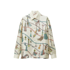 베르사체 여성 프린트 실크 트윌 셔츠 - Versace Womens Printed Silk Twill Shirt - vec16264x