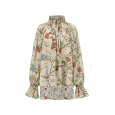 디올 여성 베이지 플로럴 프린트 롱 블라우스 - Dior Womens Beige Floral Print Cotton Long Blouse - dic16429x