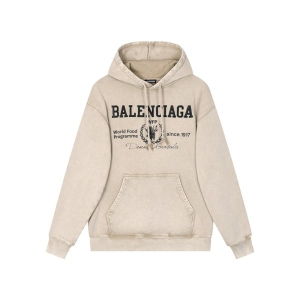 발렌시아가 남/녀 캐쥬얼 베이지 후드티 - Balenciaga Unisex Beige Hoodie - ba08x