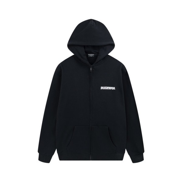 발렌시아가 남/녀 블랙 집업 후드티 - Balenciaga Unisex Black Hoodie - ba82x