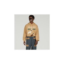 구찌 남/녀 트렌디 카멜 후드티 -  Gucci Unisex Camel Hoodie - gu766x