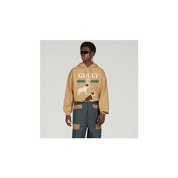 구찌 남/녀 트렌디 카멜 후드티 -  Gucci Unisex Camel Hoodie - gu766x