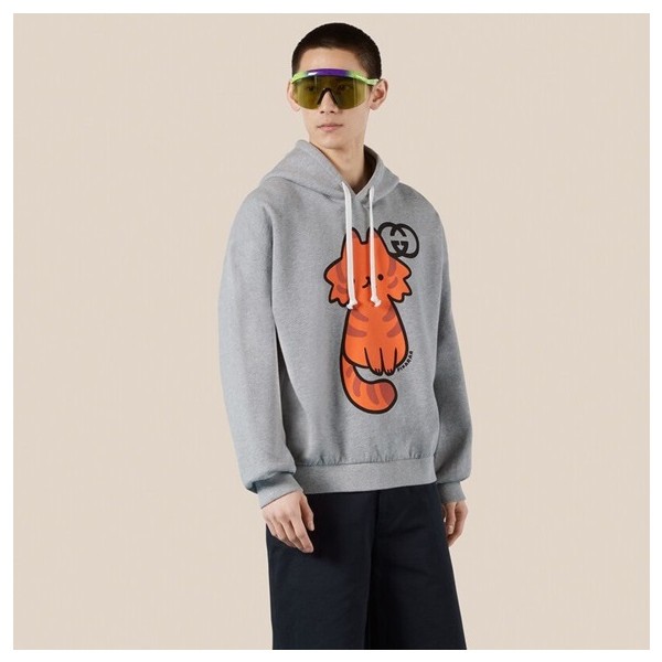 구찌 남/녀 트렌디 그레이 후드티 -  Gucci Unisex Gray Hoodie - gu930x