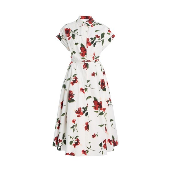 오스카 드 라 렌타 여성 히비스커스 스트레치 미디 셔츠 - Oscar De La Renta Womens Hibiscus Stretch Midi Shirt - osc14449x