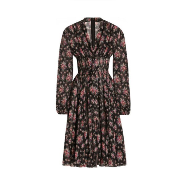 돌체앤가바나 여성 플로럴 미디 롱소매 드레스 - Dolce&Gabbana Womens Long Sleeves Floral Midi Dress - doc14463x