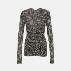 입생로랑 여성 도트 러플 튤 미니 드레스 - Saint Laurent Womens Ruched Mini Dress - ysc14536x
