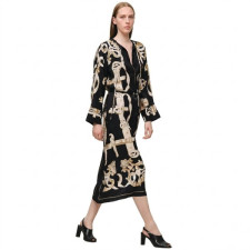 에르메스 여성 페로네리 리믹스 프린트 실크 카프탄 가운 - Hermes Womens Ferronnerie Remix caftan - hec14557x