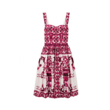 돌체앤가바나 여성 마이올리카 주름 프린트 드레스 - Dolce&Gabbana Womens Maiolica Pleated Printed Dress - doc15039x