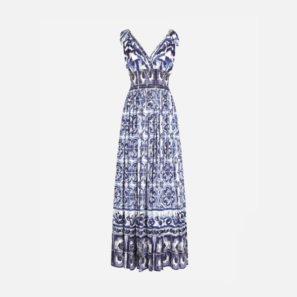 돌체앤가바나 여성 마이올리카 프린트 미디 드레스 - Dolce&Gabbana Womens Maiolica Printed Midi Dress - doc15047x