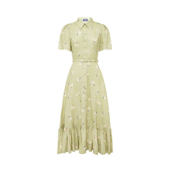 레오 린 여성 비앙카 플로럴 아플리케 미디 드레스 - Leo Lin Womens Bianca Floral Appliquéd Midi Dress - lec15055x