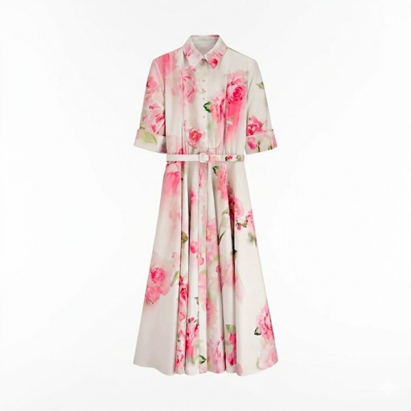 디올 여성 미디 길이 벨트 셔츠 드레스 - Dior Womens Mid-Length Belted Shirtdress - dic15124x