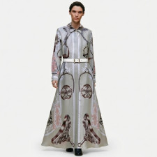 에르메스 여성 페로네리 리믹스 프린트 실크 셔츠 드레스 - Hermes Womens Ferronnerie Remix Shirt Dress - hec15172x