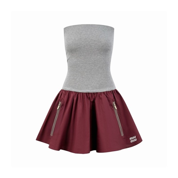 미우미우 여성 스트랩리스 미니 드레스 - Miumiu Womens Strapless Mini Dress - mic15614x