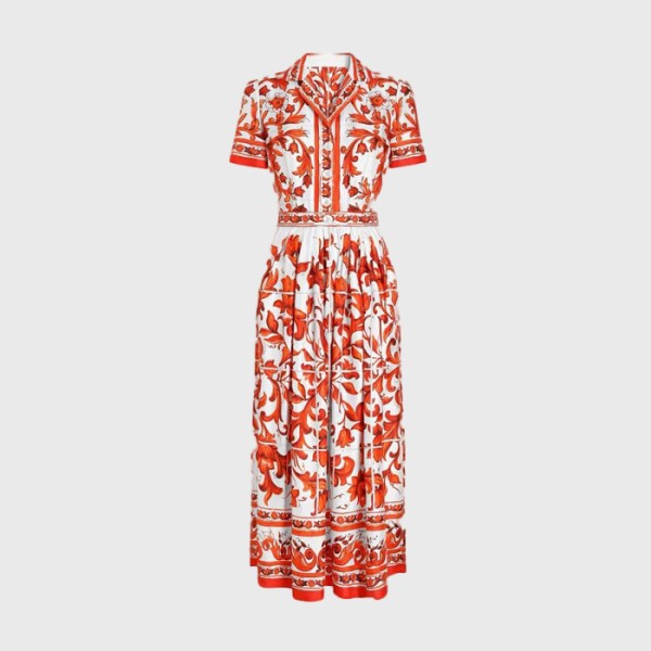 돌체앤가바나 여성 마졸리카 트윌 셔츠 드레스 - Dolce&Gabbana Womens Majolica Twill Shirt Dress - doc15627x