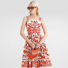 돌체앤가바나 여성 마졸리카 프린트 포플린 드레스 - Dolce&Gabbana Womens Majolica Print Poplin Dress - doc15882x