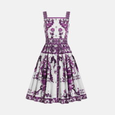 돌체앤가바나 여성 마졸리카 프린트 롱 포플린 드레스 - Dolce&Gabbana Womens Majolica Print Long Poplin Dress - doc16002x