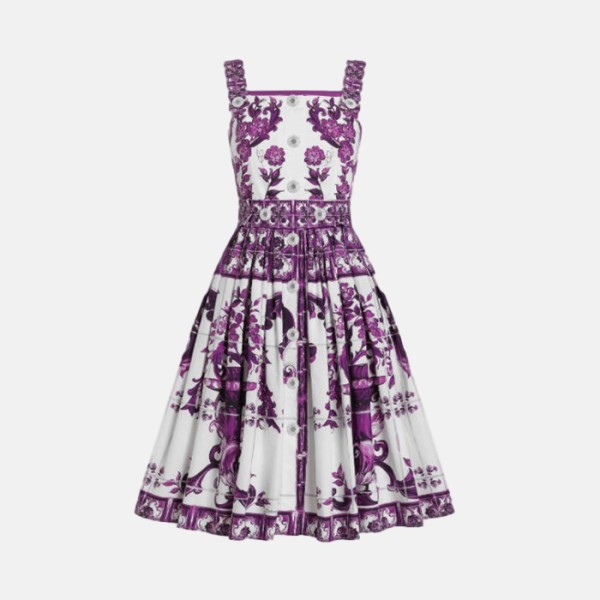 돌체앤가바나 여성 마졸리카 프린트 롱 포플린 드레스 - Dolce&Gabbana Womens Majolica Print Long Poplin Dress - doc16002x