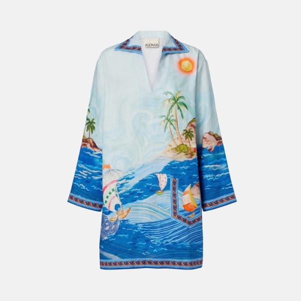 알레마이스 여성 섬 프린트 미니 드레스 - Alémais Womens Island Printed Mini Dress - doc16024x