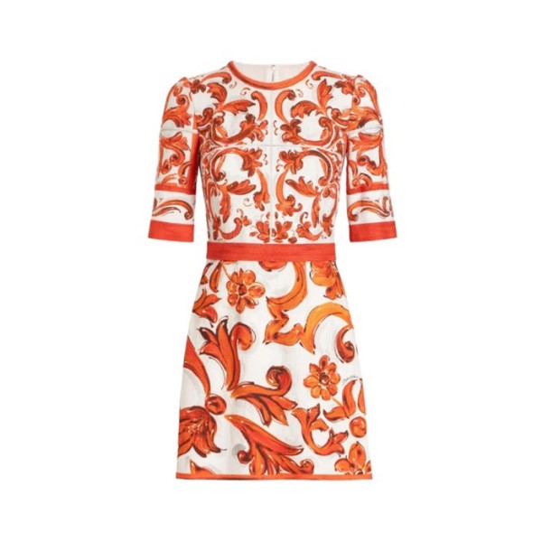 돌체앤가바나 여성 마졸리카 프린트 숏 드레스 - Dolce&Gabbana Womens Majolica Print Short Dress - doc16028x