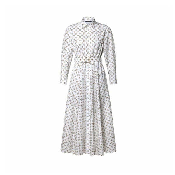 루이비통 여성 모노그램 프린트 셔츠 드레스 - Louis vuitton Womens Woven Monogram Print Shirt Dress - lvc16384x