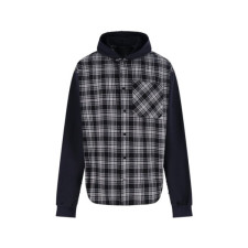 발렌시아가 남성 체크 패치워크 후드 셔츠 재킷 - Balenciaga Mens Flannel Hooded Shirt Jacket - bac14712x