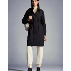 Moncler  Womens Black Coats - 몽클레어 여성 로고 캐쥬얼 블랙 코트 - Moc02343x