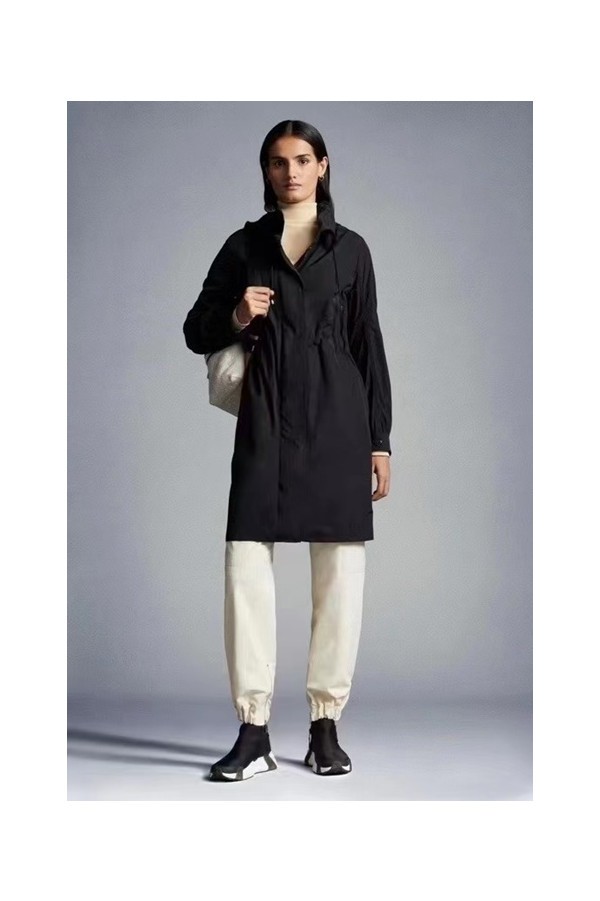 Moncler  Womens Black Coats - 몽클레어 여성 로고 캐쥬얼 블랙 코트 - Moc02343x