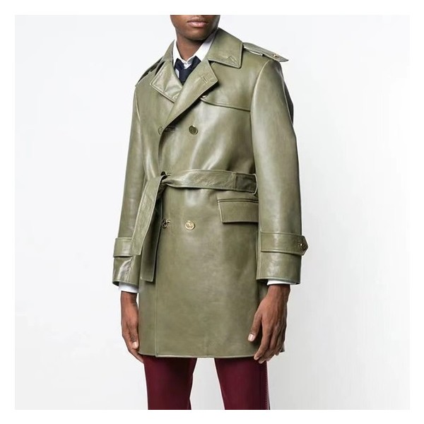 톰브라운 남성 그린 가죽 코트 - Mens Green Coats - thom0580x
