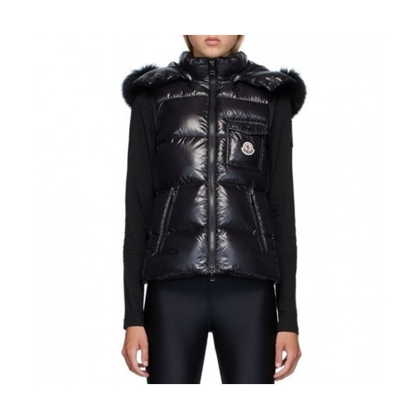 몽클레어]Moncler 2020 Womens Patch Logo Down Pedding Vest - 몽클레어 2020 여성 패치 로고 다운 패딩 조끼 Moc02052x.Size(s - xl).블랙