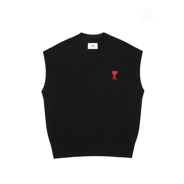 아미 남/녀 블랙 베스트 - Ami Unisex Black Vest - am10x