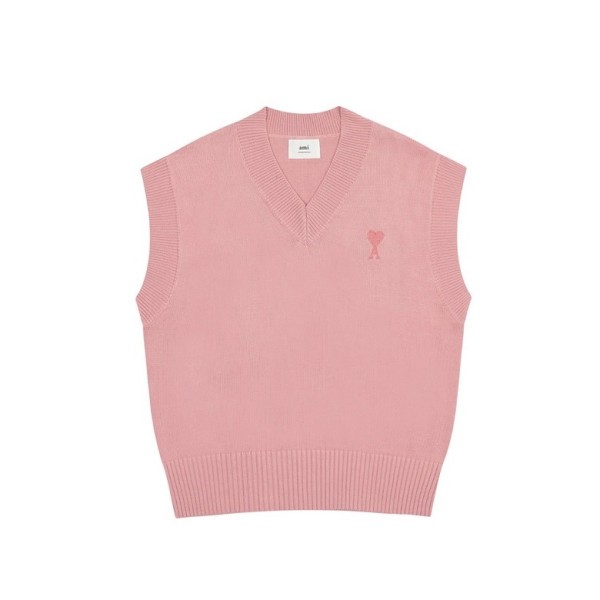 아미 남/녀 핑크 베스트 - Ami Unisex Pink Vest - am11x