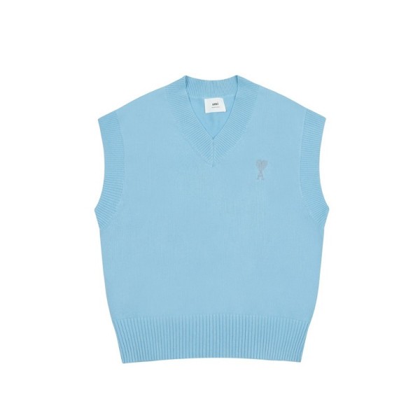 아미 남/녀 블루 베스트 - Ami Unisex Blue Vest - am12x