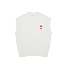 아미 남/녀 화이트 베스트 - Ami Unisex White Vest - am13x