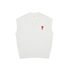 아미 남/녀 화이트 베스트 - Ami Unisex White Vest - am13x