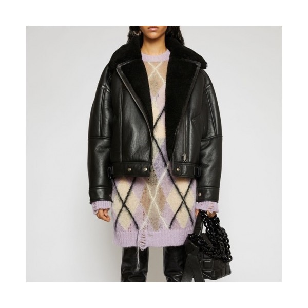 Acne Sstudios 2019 Womens Casual Leather Jacket - 아크네 2019 여성 캐쥬얼 가죽 자켓 Acn0112x.Size(s - 3xl).블랙