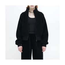 MO&Co 2020 Womens Logo Leather Jackets -  MO&Co 2020 여성 로고 가죽 자켓 Moco002x.Size(xs - m).블랙