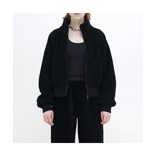 MO&Co 2020 Womens Logo Leather Jackets -  MO&Co 2020 여성 로고 가죽 자켓 Moco002x.Size(xs - m).블랙